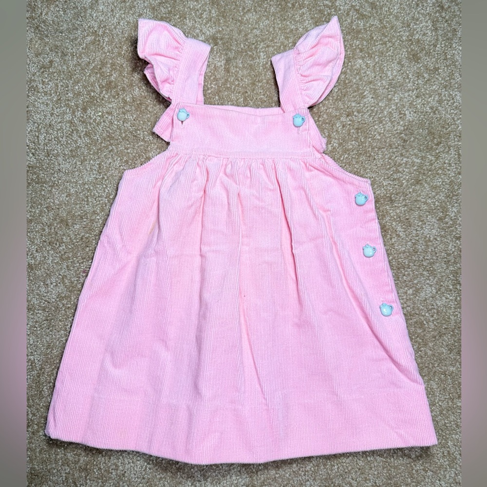 Vintage Hartstrings Made in USA Girl’s Pink Corduroy‎ Overall Dress, Size 3